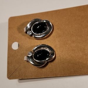 Sterling Silver and Oynx Post Earrings